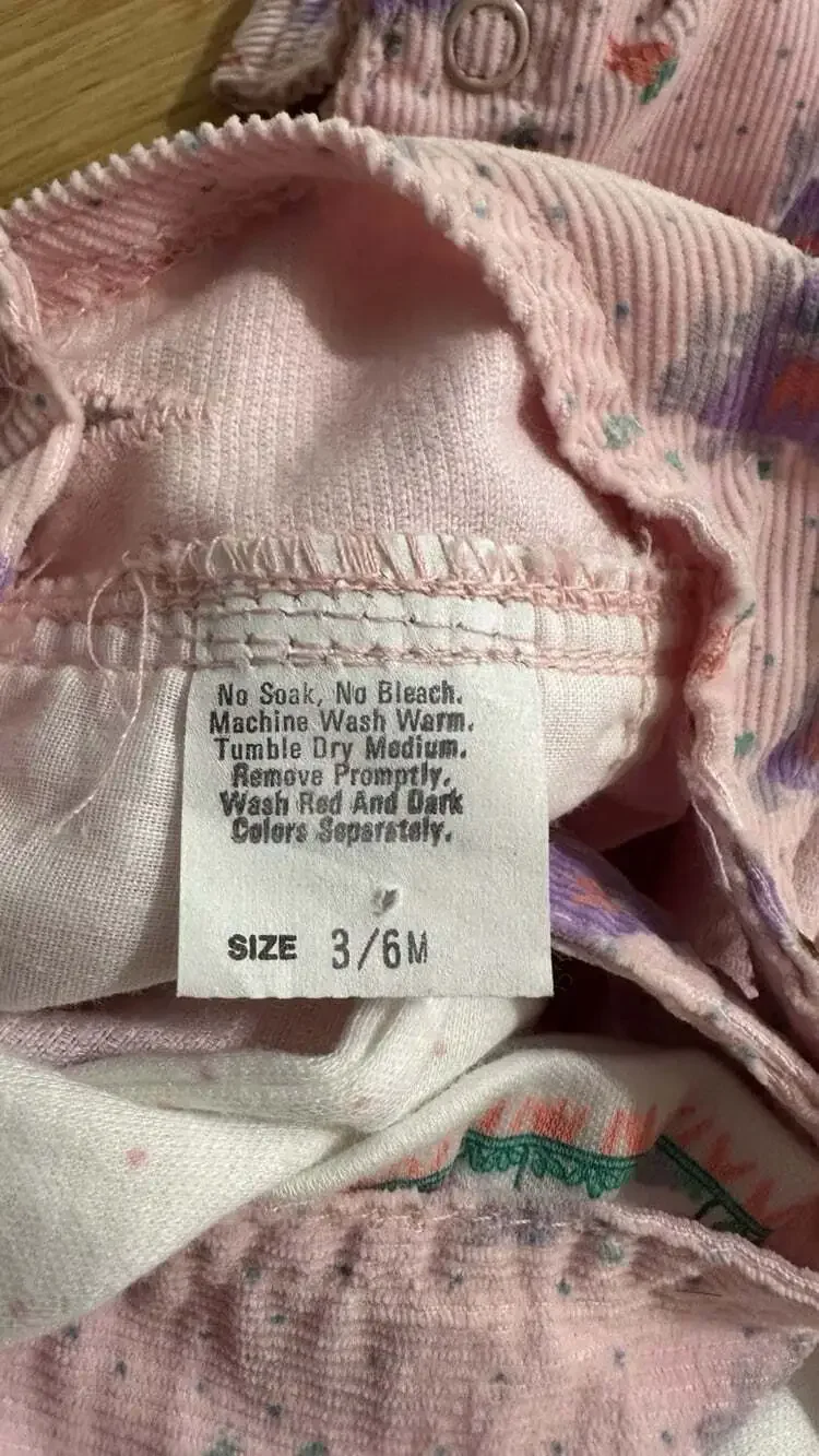 Vintage Oshkosh Pink Baby Girl Bunny Overalls & Long Sleeve Bunny Bodysuit 3-6M